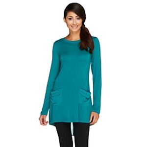LOGO by Lori Goldstein Teal Blue Tunic Top